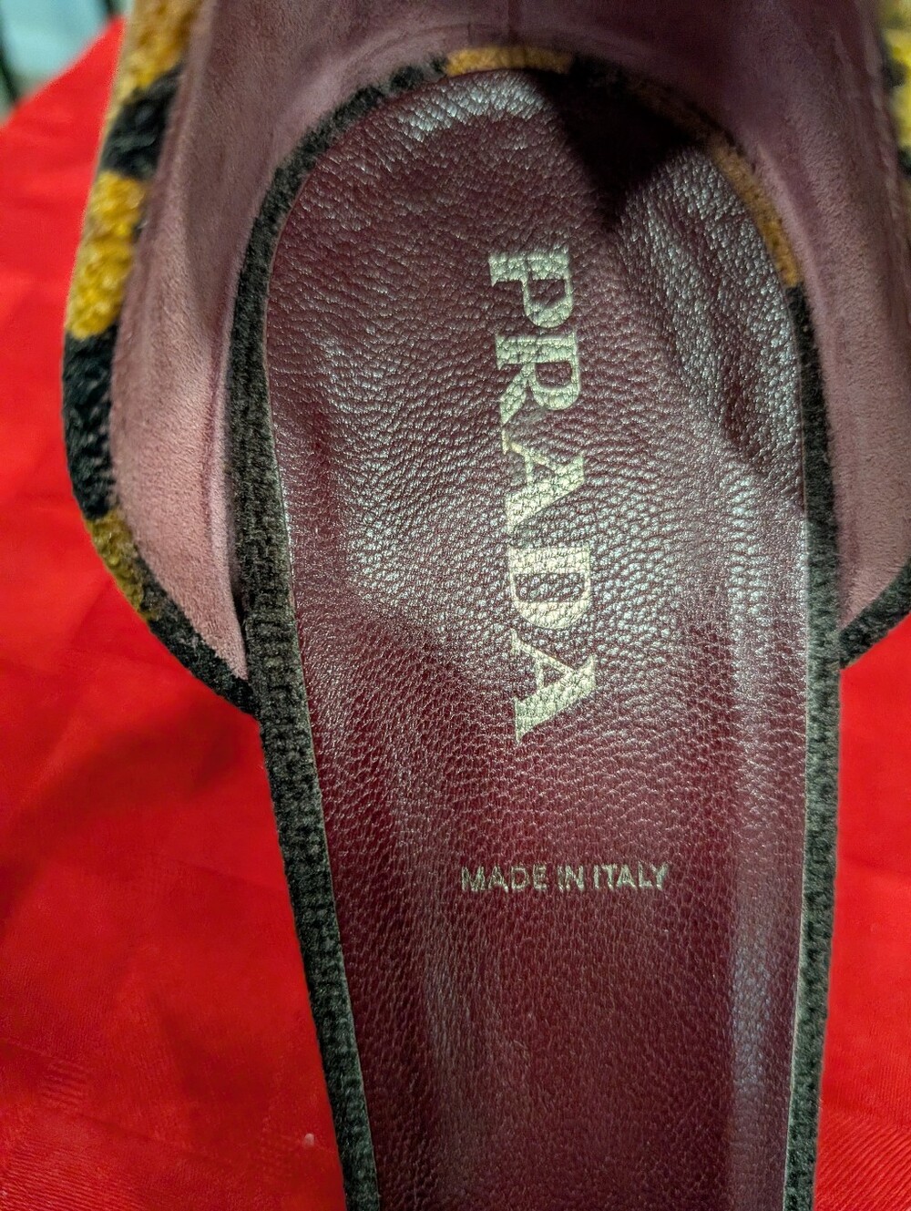 Prada Black Pointed-Toe D'Orsay Pumps with Yellow Floral Detail - Picture 8 of 8